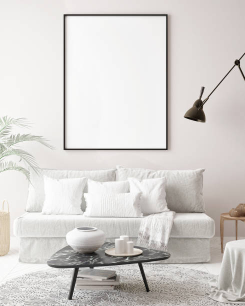 istock mock up poster frame in hipster interior background, Scandinavian style 1018996944