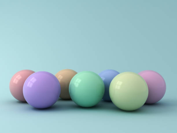 istock Abstract colorful 3d spheres on cyan pastel color background with window reflections and shadows 3D rendering 1019000220
