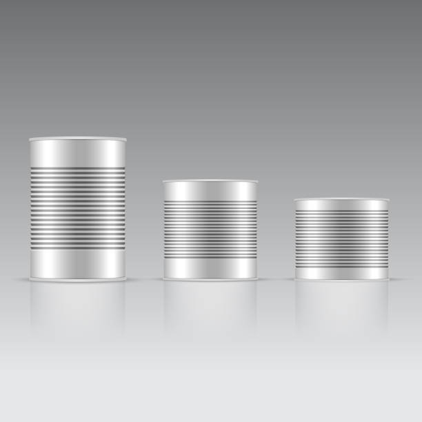 istock Set of white and metallic tin can with white cap. mock up. Vector 1019000840