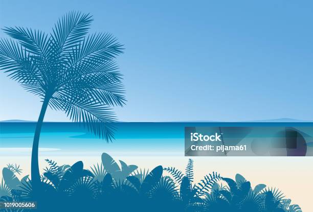 Tropical Beach Backgrounds Stock Illustration - Download Image Now - Backgrounds, Beach, Palm Tree