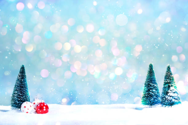 istock Christmas trees and little bauble ornaments 1019006168