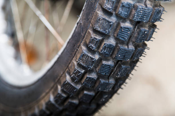 istock Motorcycle wheel front or rear with focus on tyre 1019012094
