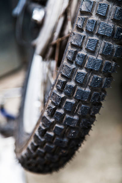 istock Motorcycle wheel front or rear with focus on tyre 1019012186