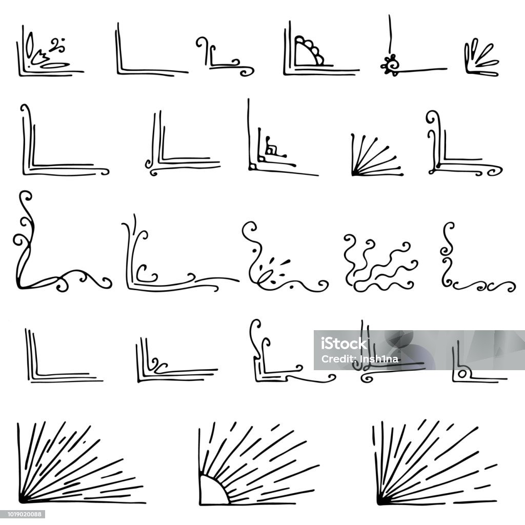 Set Handdrawn Doodle Corners Stock Illustration - Download Image Now -  Corner, Border - Frame, Drawing - Art Product - iStock