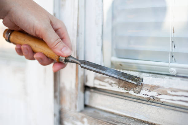 removing glazing putty from stock photo