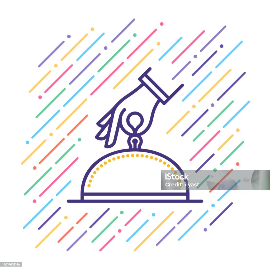 Hotel Services Line Icon Line vector illustration of restaurant services. Chef stock vector