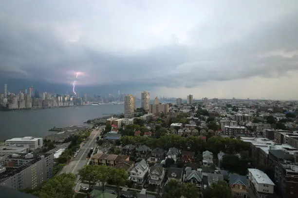 Lightning striking NYC during storm