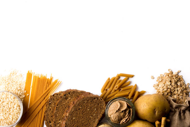 istock Group of whole foods, complex carbohydrates isolated on a white background 1019060938