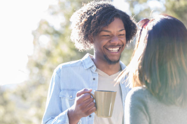istock Happy couple enjoy coffee together 1019066060