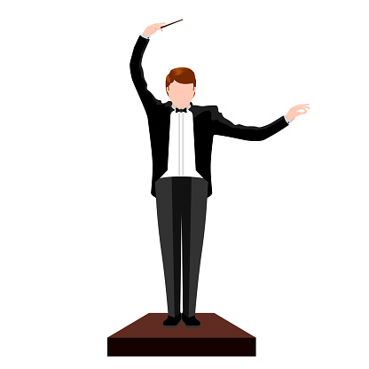 Isolated conductor image. Orchestra concept. Vector illustration design