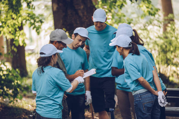 istock Group of volunteers organizing 1019082210