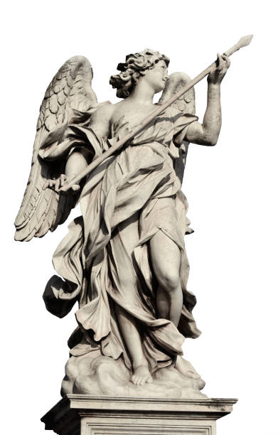 istock Angel with Lance of Langinus (isolated on white background) 1019082566