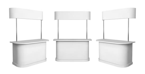 promotion theke modell. isolierte vektor-einzelhandel-messestand. - verkostungsstand stock-grafiken, -clipart, -cartoons und -symbole