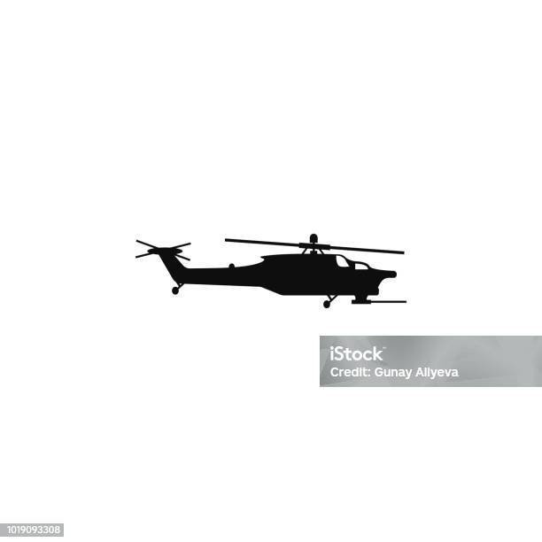 Military Helicopter Silhouette Icon Military Tech Element Icon Premium Quality Graphic Design Icon Professions Signs Isolated Symbols Collection Icon For Websites Web Design Stock Illustration - Download Image Now