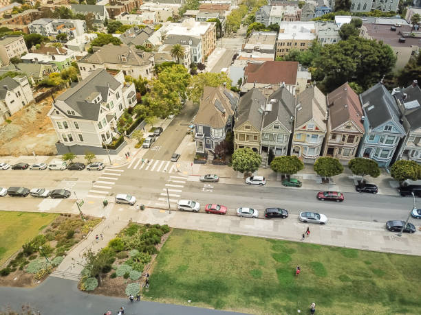 istock Aerial view Alamo Square with typical San Francisco Victorian houses 1019098182