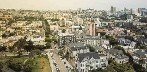 istock Panorama top view Alamo Square with typical San Francisco Victorian houses 1019098566