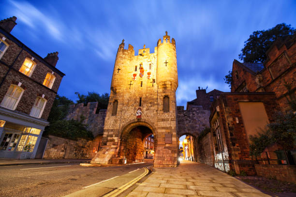 Micklegate Bar at night in York, United Kingdom