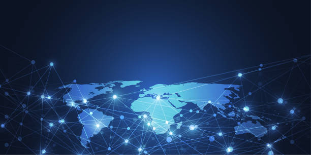 istock Global network connection. World map point and line composition concept of global business. Vector Illustration 1019131518