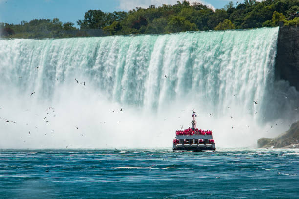 istock Boat getting closer to the falls at Niagara Falls 1019149308