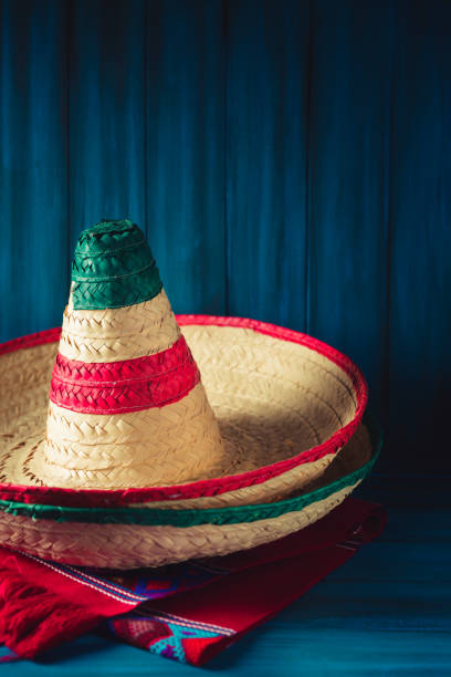 istock Mexican hats and serape on wooden background 1019161520