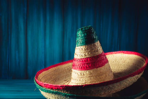 istock Mexican hats on wooden background 1019161822