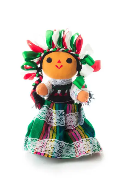 Photo of Mexican rag doll on white background