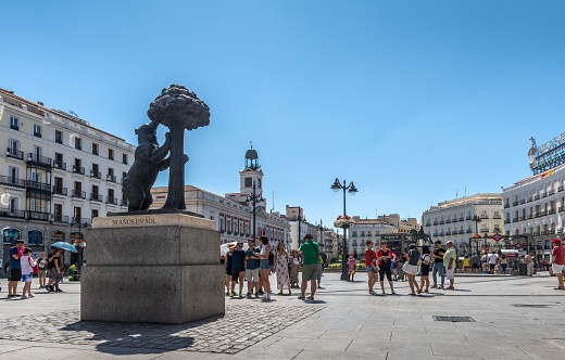 Aerial View of Madrid from the viewpoint of the municipality with the square ofCibeles et Street Alcalá