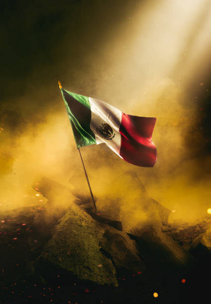 istock Mexican flag after a disaster 1019175092