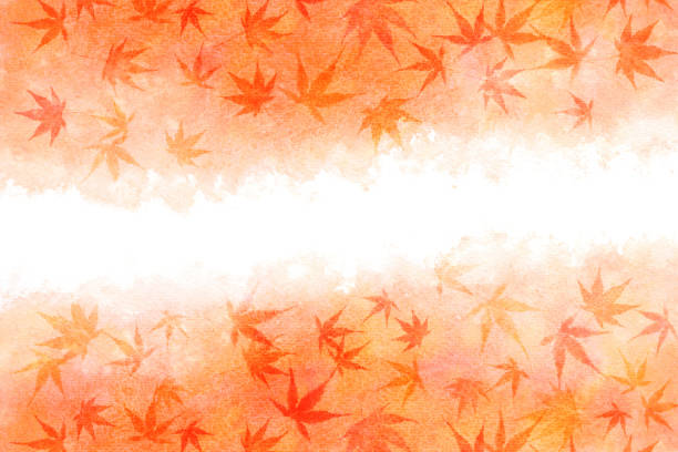 istock Japanese autumn maple leaf abstract on red watercolor paint background 1019175302