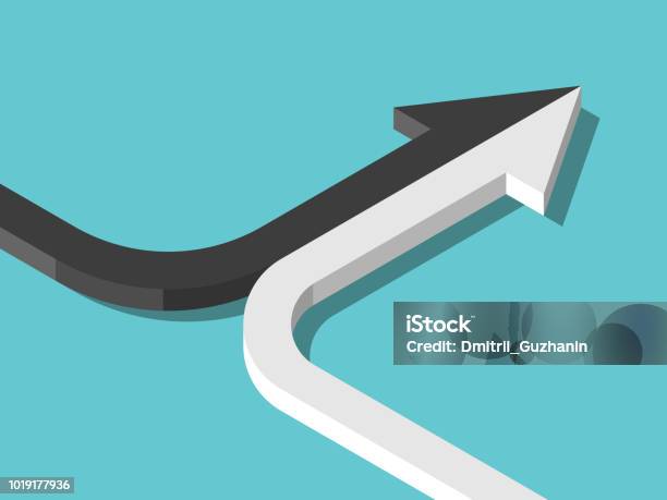Two Arrows Forming One Stock Illustration - Download Image Now - Mergers and Acquisitions, Merging, Arrow Symbol