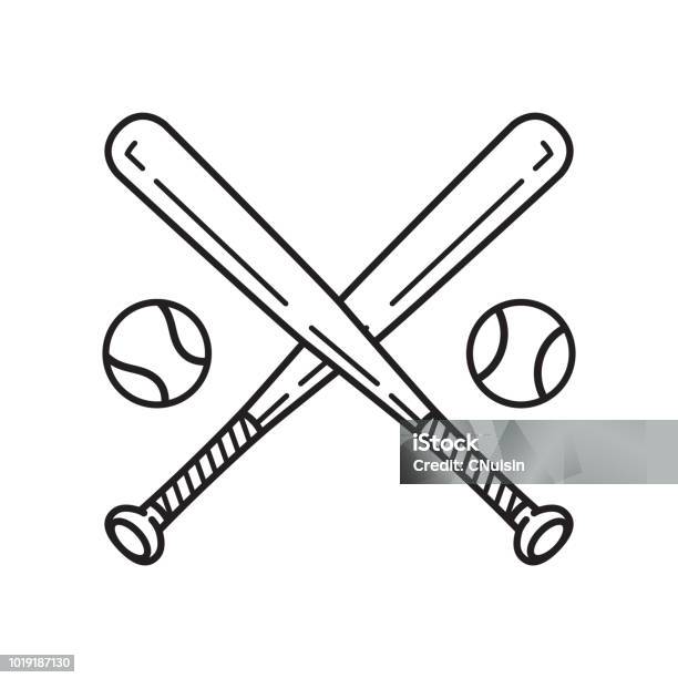 Baseball Vector Icon Logo Baseball Bat Cartoon Illustration Symbol Clip Art Stock Illustration - Download Image Now