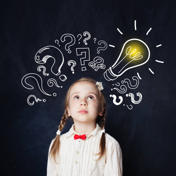 istock Little girl with lightbulb portrait. Ideas, doubt and Hope concept 1019220054