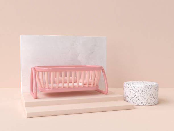 istock pink baby cradle abstract marble scene 3d rendering 1019223302