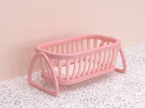 istock marble floor pink wall baby cradle cartoon style 3d rendering 1019223310