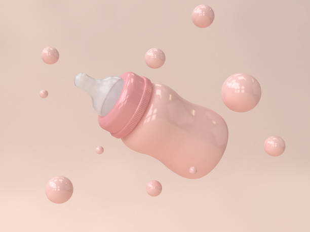 istock abstract baby bottle milk and many sphere floating 3d rendering 1019223320