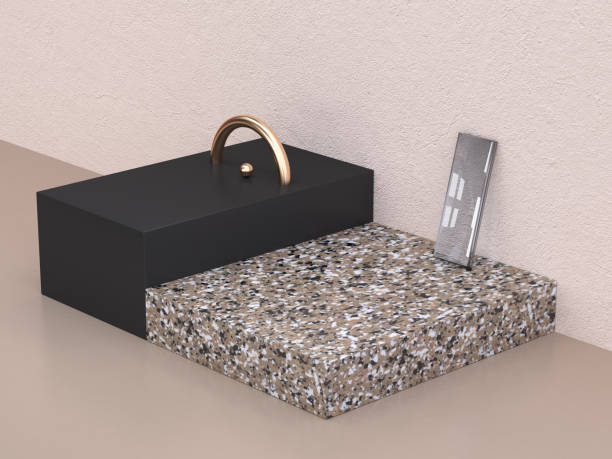 istock gold semi-circle 3d rendering black and marble shape 1019223390