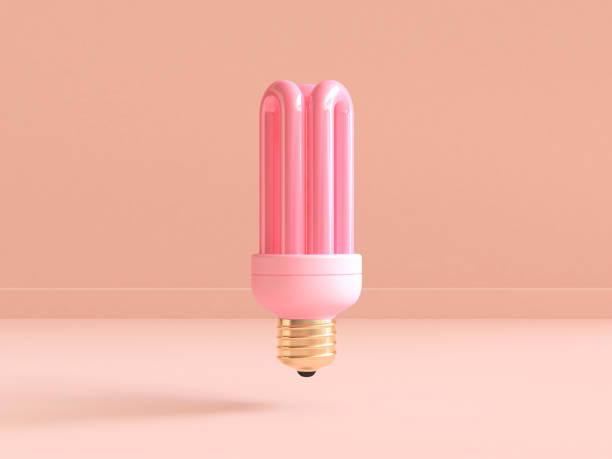 abstract gold pink light bulb floating minimal pink 3d rendering