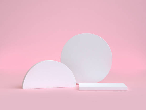 istock white circle and semi-circle geometric shape 3d rendering pink background 1019223432