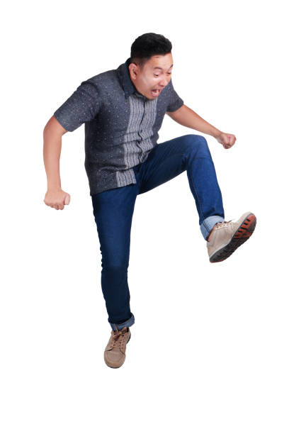 istock Man Stepping On to Forward. Jump Stomping On Something 1019223564