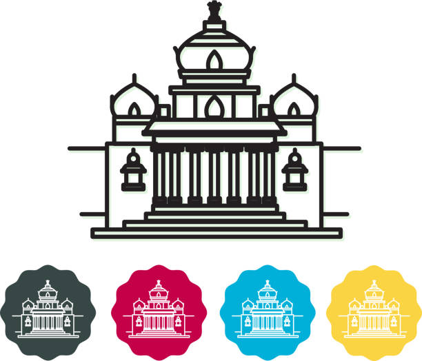 illustrazioni stock, clip art, cartoni animati e icone di tendenza di icona della città di bangalore - vidhana soudha - bangalore india parliament building vidhana soudha