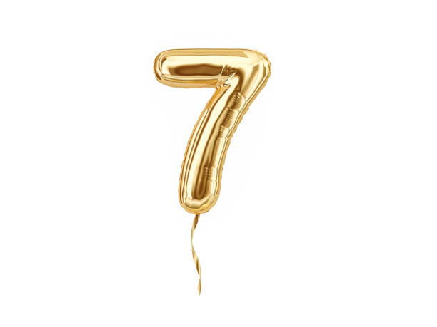 Numeral 7. Foil balloon number seven Numeral 7. Foil balloon number seven isolated on white background. 3d rendering number 7 stock pictures, royalty-free photos & images