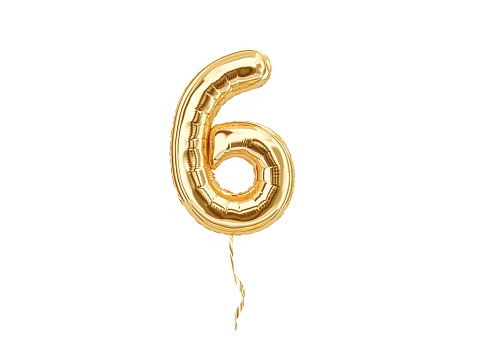 Numeral 6. Foil balloon number six