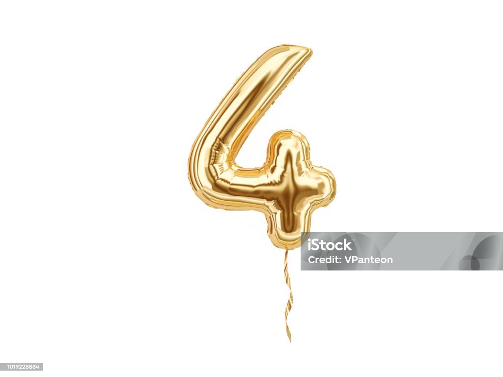 Concurreren Tomaat routine Numeral 4 Foil Balloon Number Four Stock Photo - Download Image Now -  Number 4, Balloon, Number - iStock