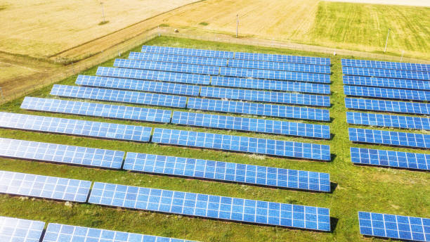 istock Aerial View of Solar Panel Park 1019229392