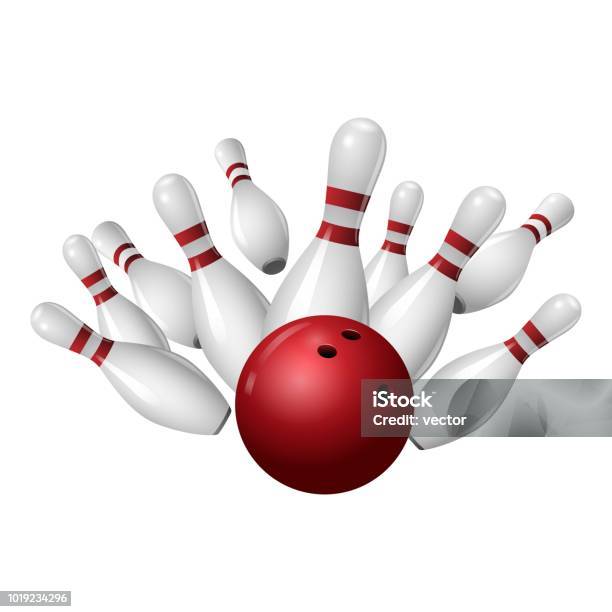 Bowling Strike Icon Realistic Style Stock Illustration - Download Image Now - Bowling Ball, Brooch, Bowling Strike