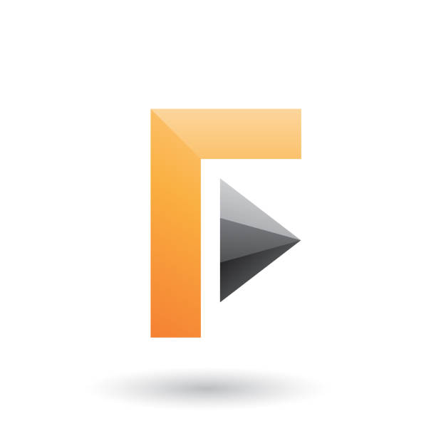 istock Orange Icon of Letter F with a Triangle Vector Illustration 1019244712