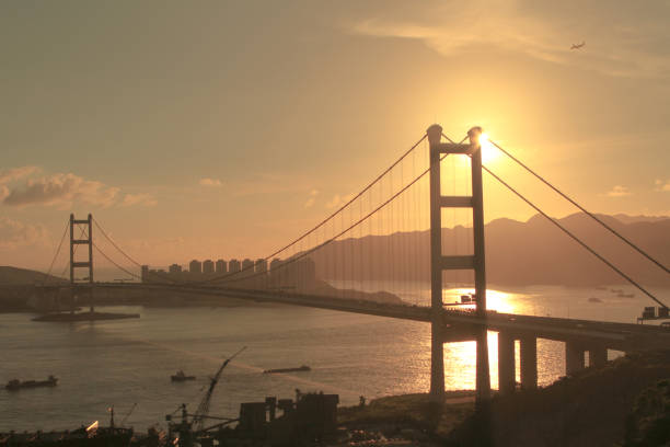 istock a beautiful Tsing Ma Bridge at sunset in Hong Kong 1019248388
