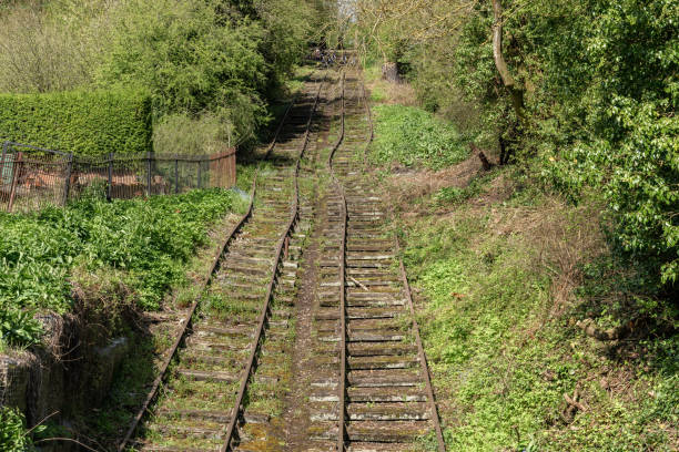 Old railway tracks, seen in Coalport, Shropshire, England, UK