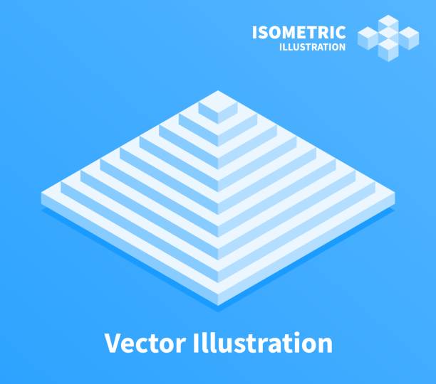 ピラミッド状のアイコン。幾何学的構成。3 d のピクセル アート イラスト。 - pyramid shape pyramid monument tomb点のイラスト素材／クリップアート素材／マンガ素材／アイコン素材