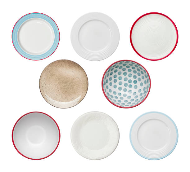 istock Collection of plates with different ornaments isolated on white background 1019266430